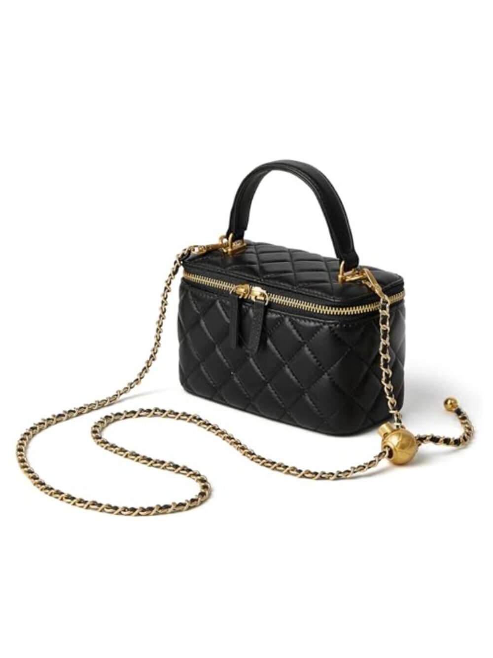 Small Quilted Leather Box Bag Crossbody Pouch Metal Chain Strap